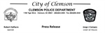 Press Release:  City of Clemson | Clemson Police Department